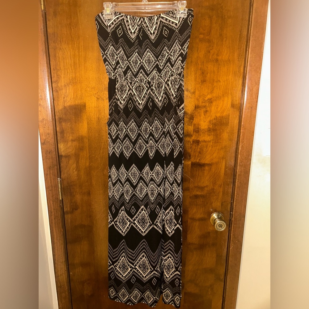 Black and Tan Geometric Maxi Dress